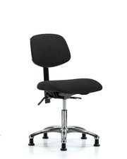 Rutledge Fabric Chair Chrome - Desk Height with Stationary Glides in Black Fabric