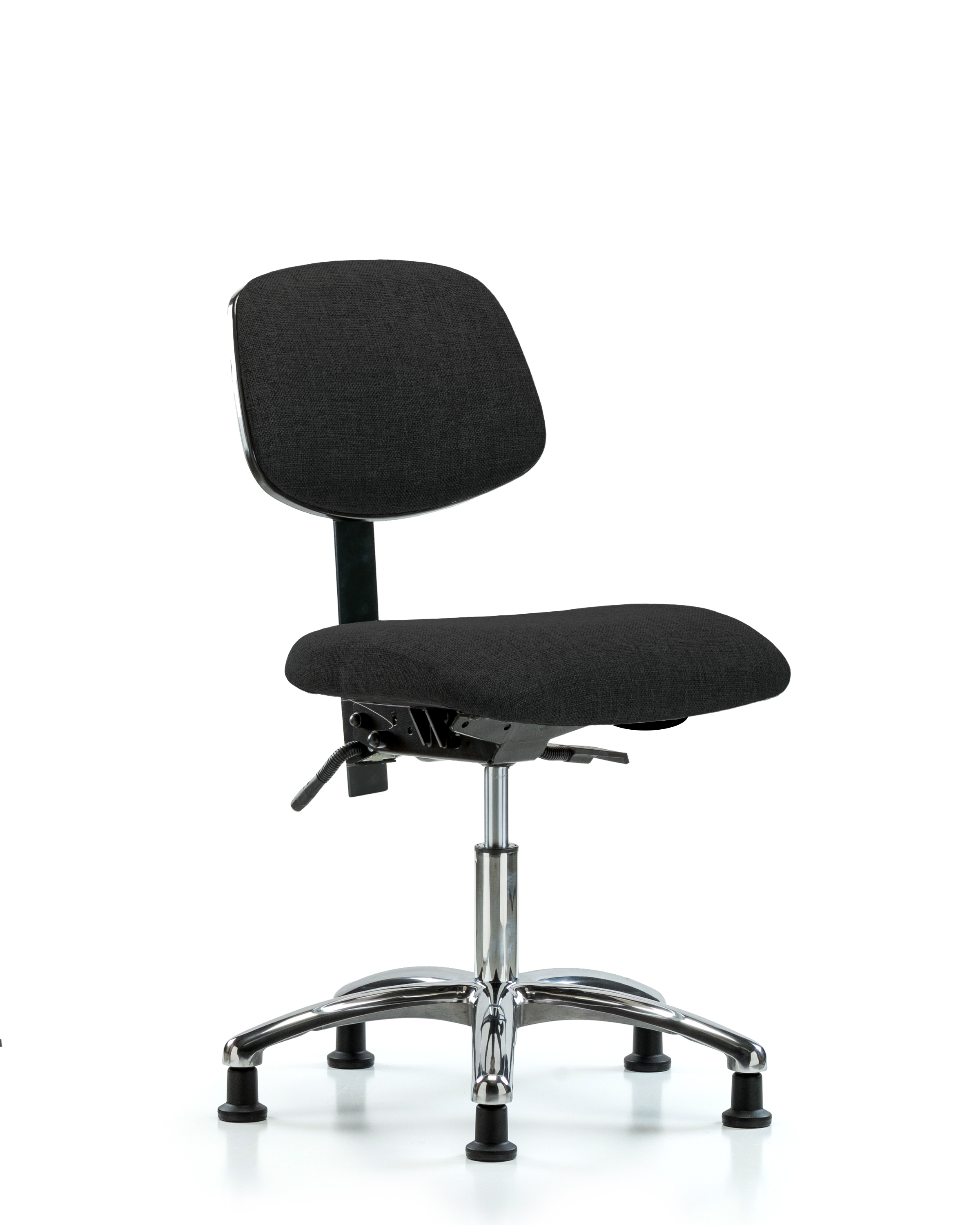 Rutledge Fabric Chair Chrome - Desk Height with Stationary Glides in Black Fabric
