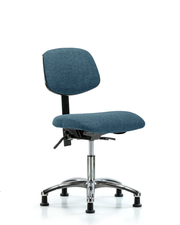 Rutledge Fabric Chair Chrome - Desk Height with Stationary Glides in Blue Fabric