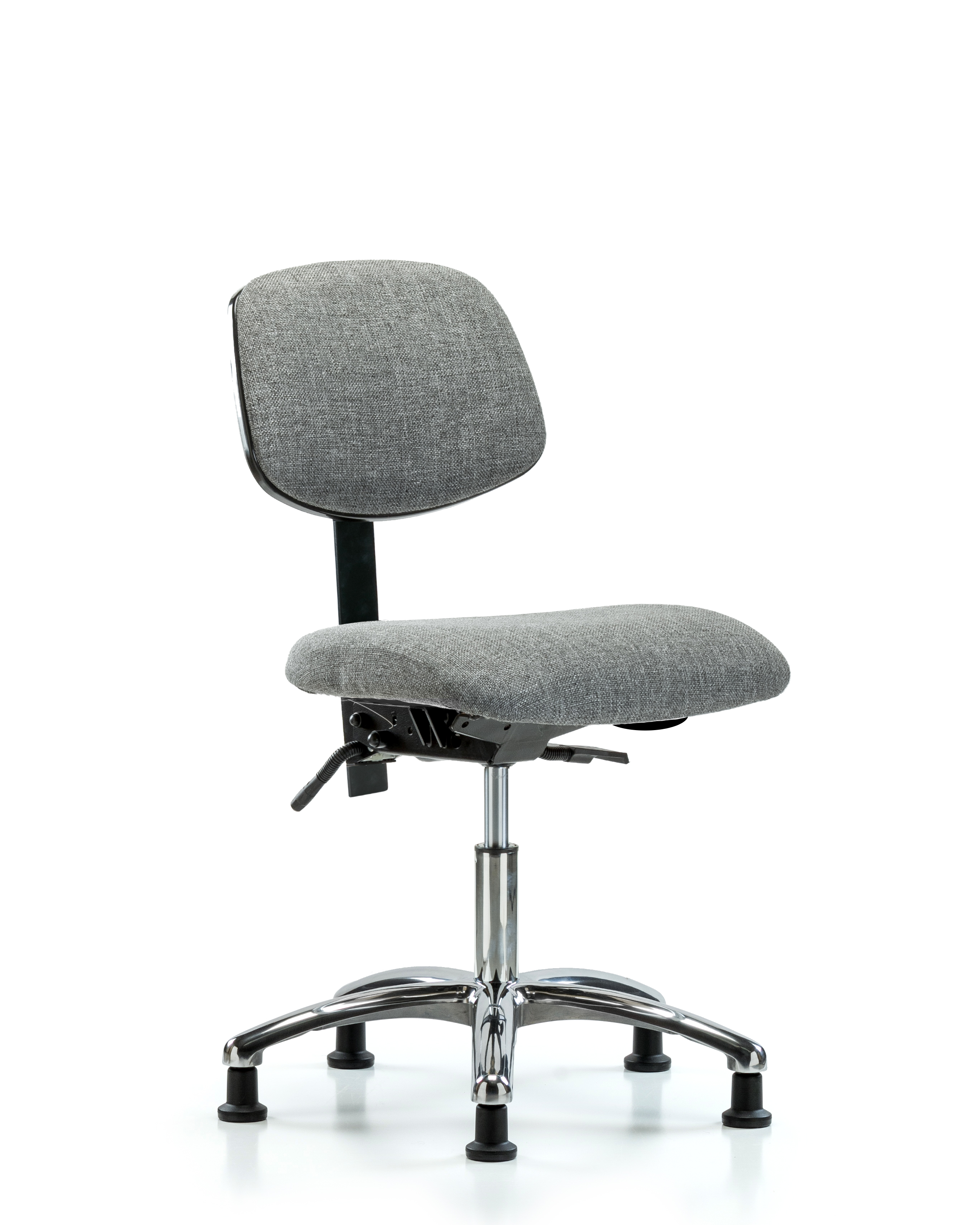 Rutledge Fabric Chair Chrome - Desk Height with Stationary Glides in Gray Fabric
