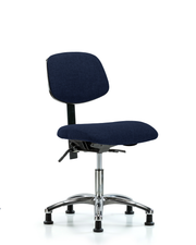 Rutledge Fabric Chair Chrome - Desk Height with Stationary Glides in Navy Fabric