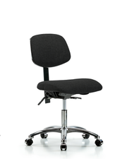 Rutledge Fabric Chair Chrome - Desk Height with Seat Tilt & Casters in Black Fabric