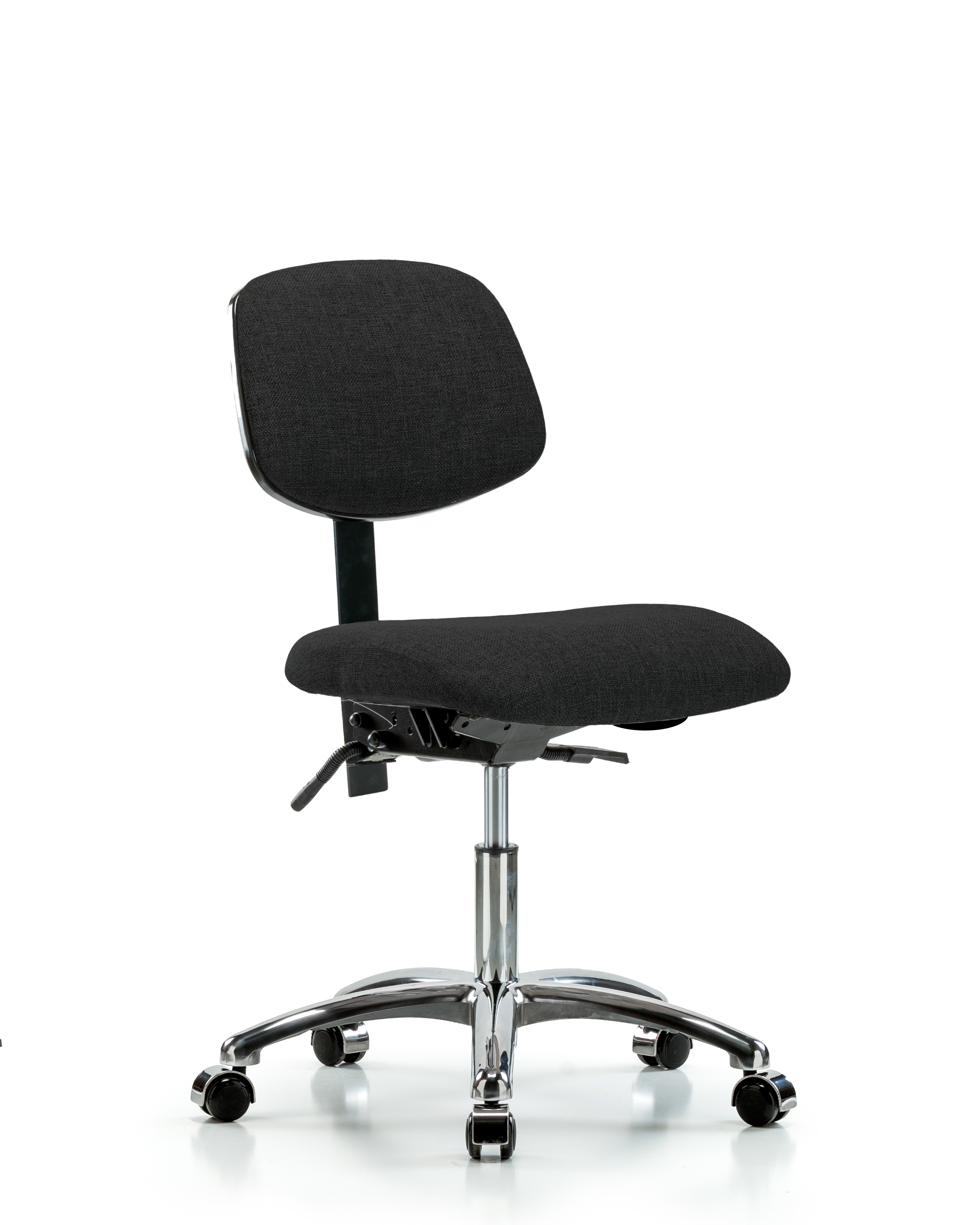 Rutledge Fabric Chair Chrome - Desk Height with Seat Tilt & Casters in Black Fabric