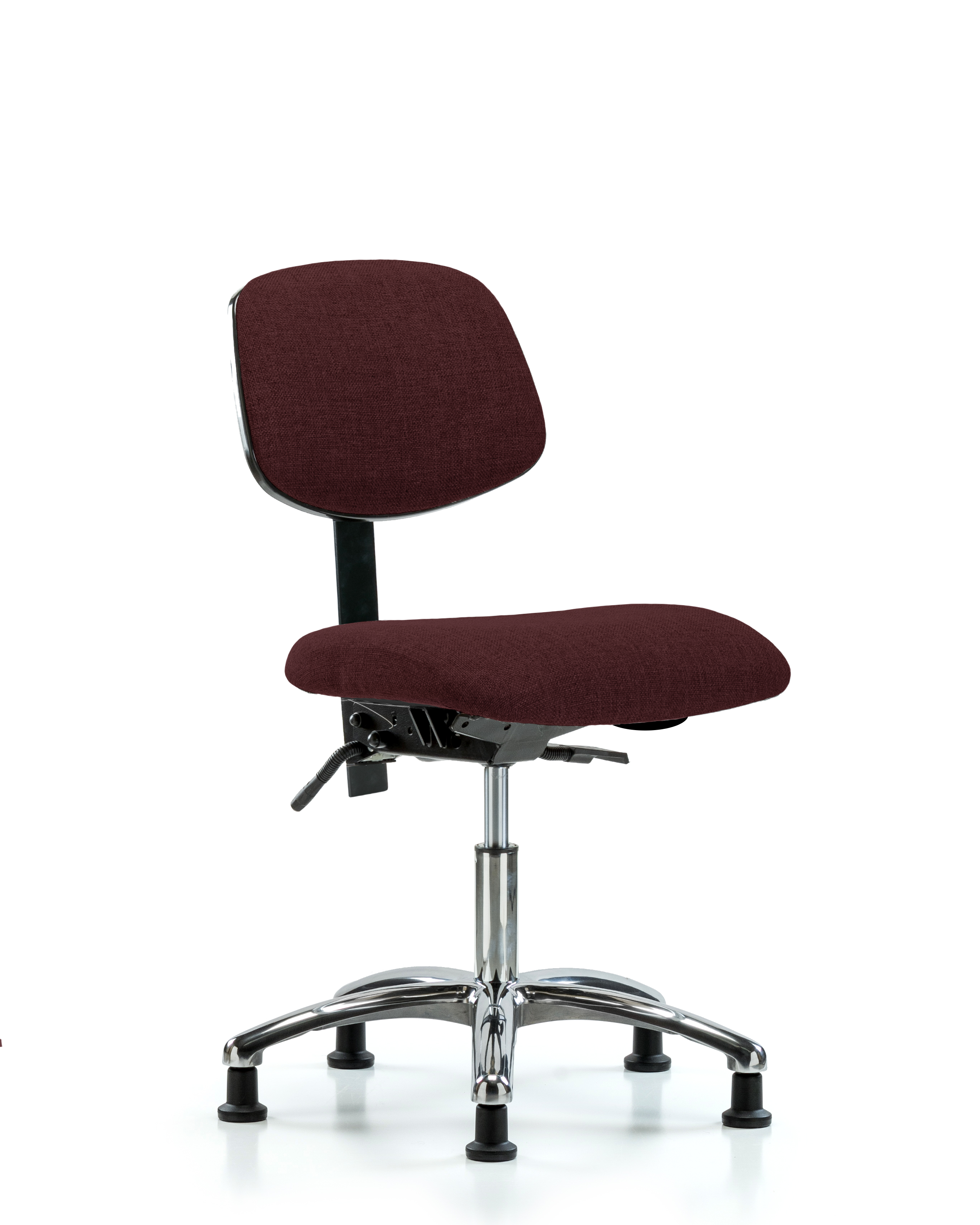 Rutledge Fabric Chair Chrome - Desk Height with Seat Tilt & Stationary Glides in Burgundy Fabric