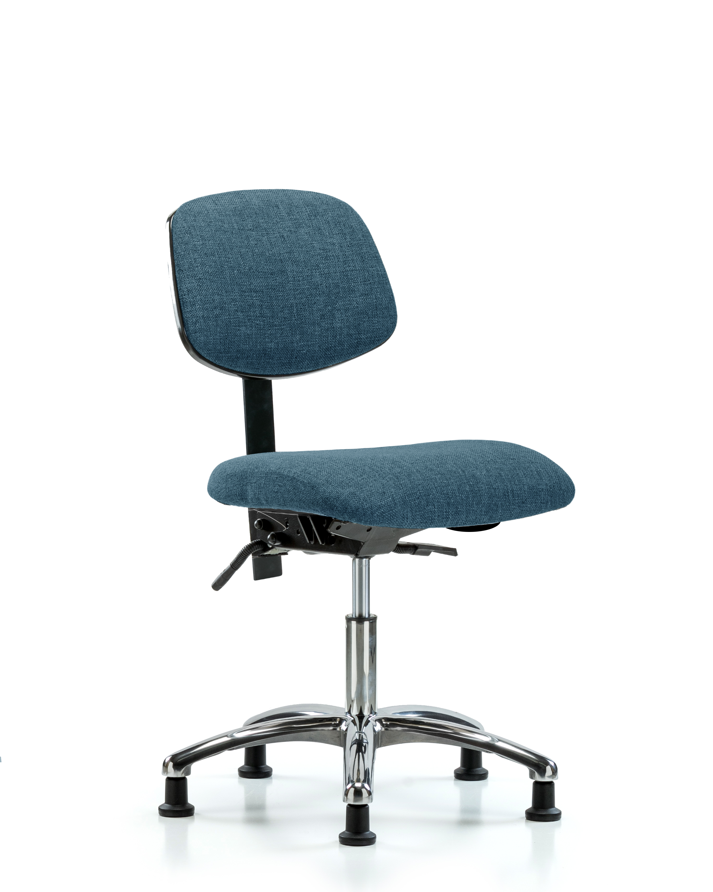 Rutledge Fabric Chair Chrome - Desk Height with Seat Tilt & Stationary Glides in Blue Fabric