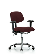 Rutledge Fabric Chair Chrome - Desk Height with Seat Tilt, Adjustable Arms, & Casters in Burgundy Fabric