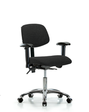 Rutledge Fabric Chair Chrome - Desk Height with Seat Tilt, Adjustable Arms, & Casters in Black Fabric