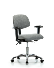 Rutledge Fabric Chair Chrome - Desk Height with Seat Tilt, Adjustable Arms, & Casters in Gray Fabric