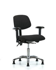 Rutledge Fabric Chair Chrome - Desk Height with Seat Tilt, Adjustable Arms, & Stationary Glides in Black Fabric
