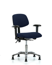 Rutledge Fabric Chair Chrome - Desk Height with Seat Tilt, Adjustable Arms, & Stationary Glides in Navy Fabric