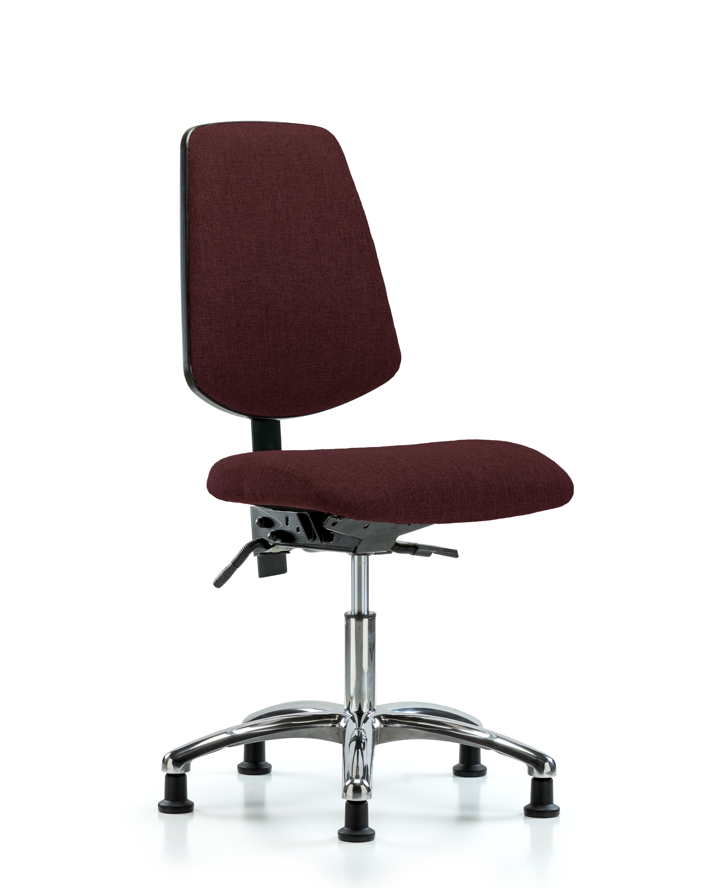 Rutledge Fabric Chair Chrome - Desk Height with Medium Back & Stationary Glides in Burgundy Fabric
