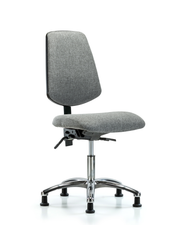 Rutledge Fabric Chair Chrome - Desk Height with Medium Back & Stationary Glides in Gray Fabric