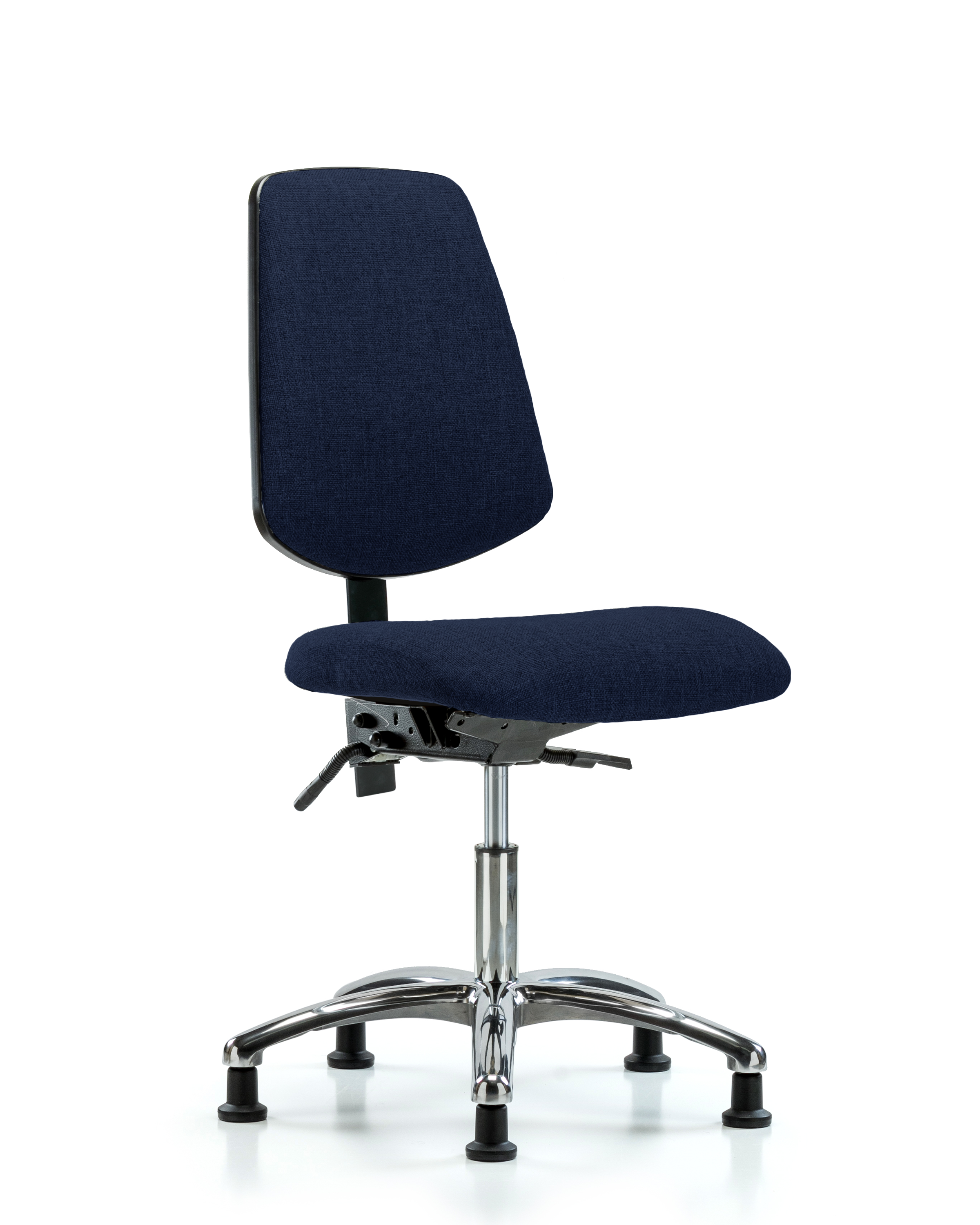 Rutledge Fabric Chair Chrome - Desk Height with Medium Back & Stationary Glides in Navy Fabric
