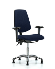 Rutledge Fabric Chair Chrome - Desk Height with Medium Back, Adjustable Arms, & Stationary Glides in Navy Fabric