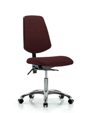 Rutledge Fabric Chair Chrome - Desk Height with Medium Back, Seat Tilt, & Casters in Burgundy Fabric