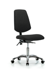 Rutledge Fabric Chair Chrome - Desk Height with Medium Back, Seat Tilt, & Casters in Black Fabric