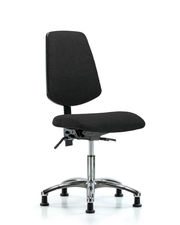 Rutledge Fabric Chair Chrome - Desk Height with Medium Back, Seat Tilt, & Stationary Glides in Black Fabric