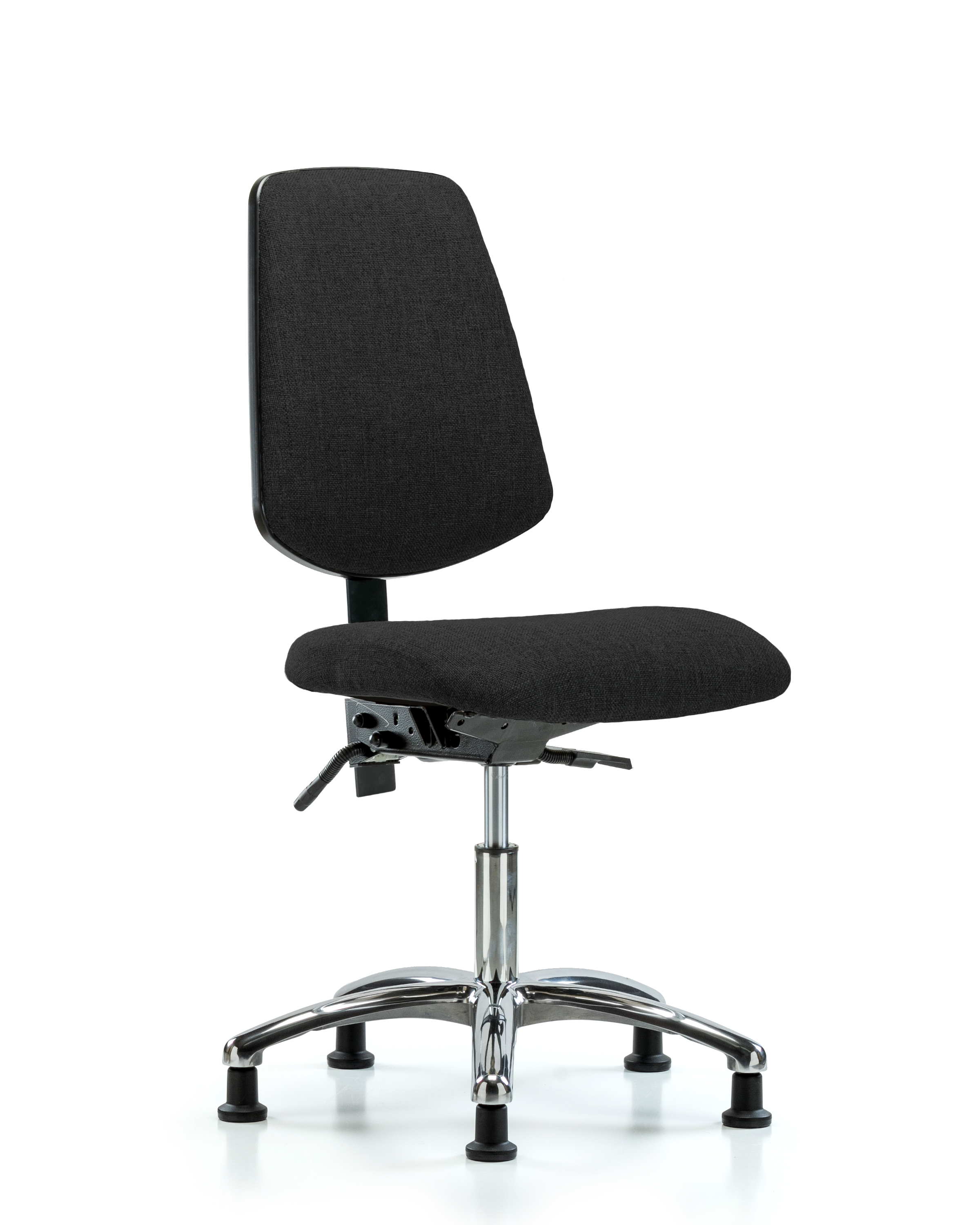 Rutledge Fabric Chair Chrome - Desk Height with Medium Back, Seat Tilt, & Stationary Glides in Black Fabric