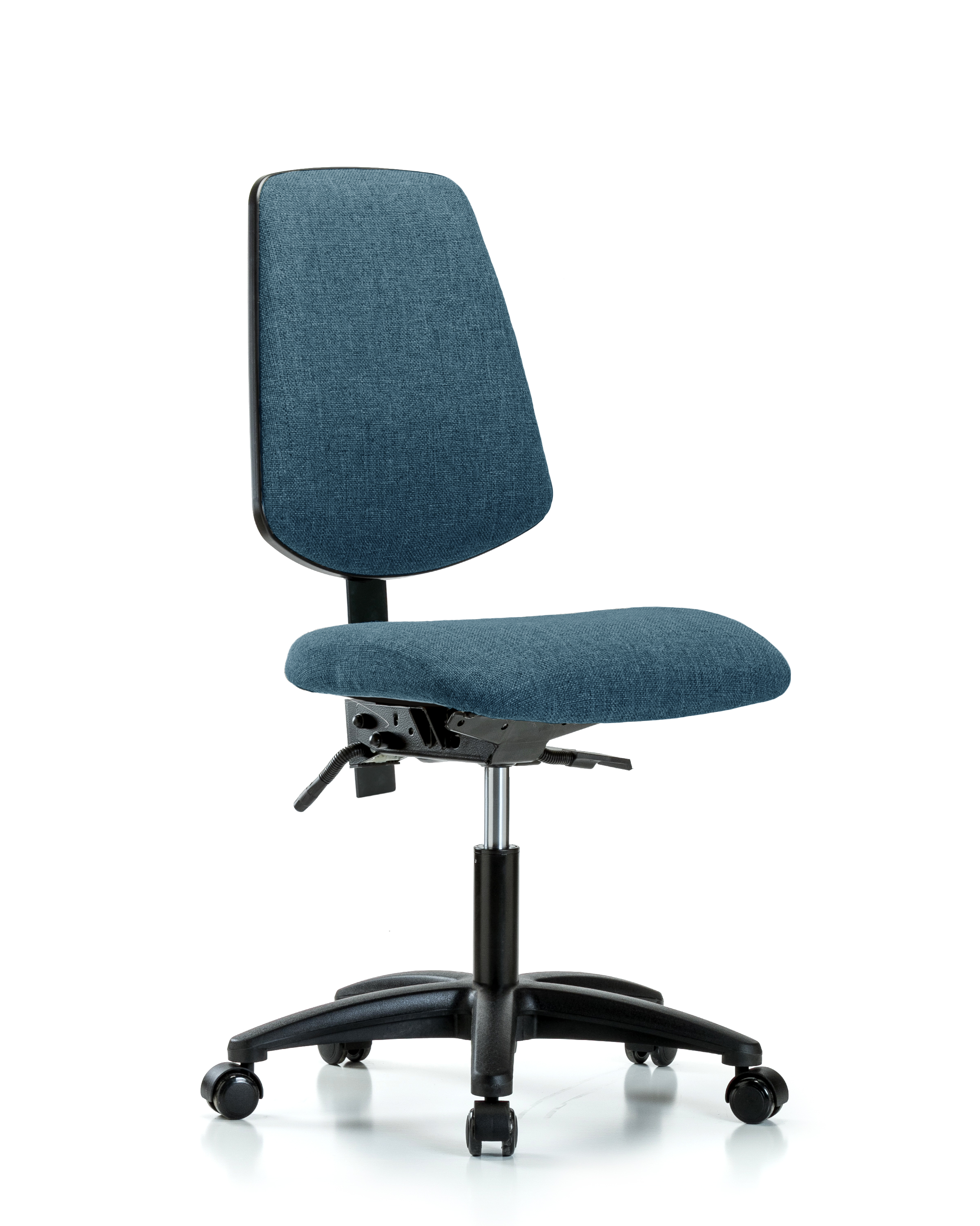 Rutledge Fabric Chair - Desk Height with Medium Back & Casters in Blue Fabric