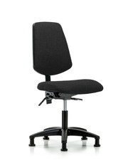 Rutledge Fabric Chair - Desk Height with Medium Back & Stationary Glides in Black Fabric