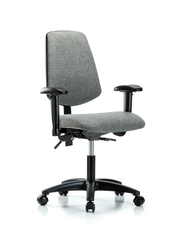 Rutledge Fabric Chair - Desk Height with Medium Back, Adjustable Arms, & Casters in Gray Fabric