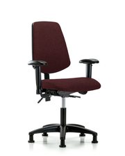 Rutledge Fabric Chair - Desk Height with Medium Back, Adjustable Arms, & Stationary Glides in Burgundy Fabric