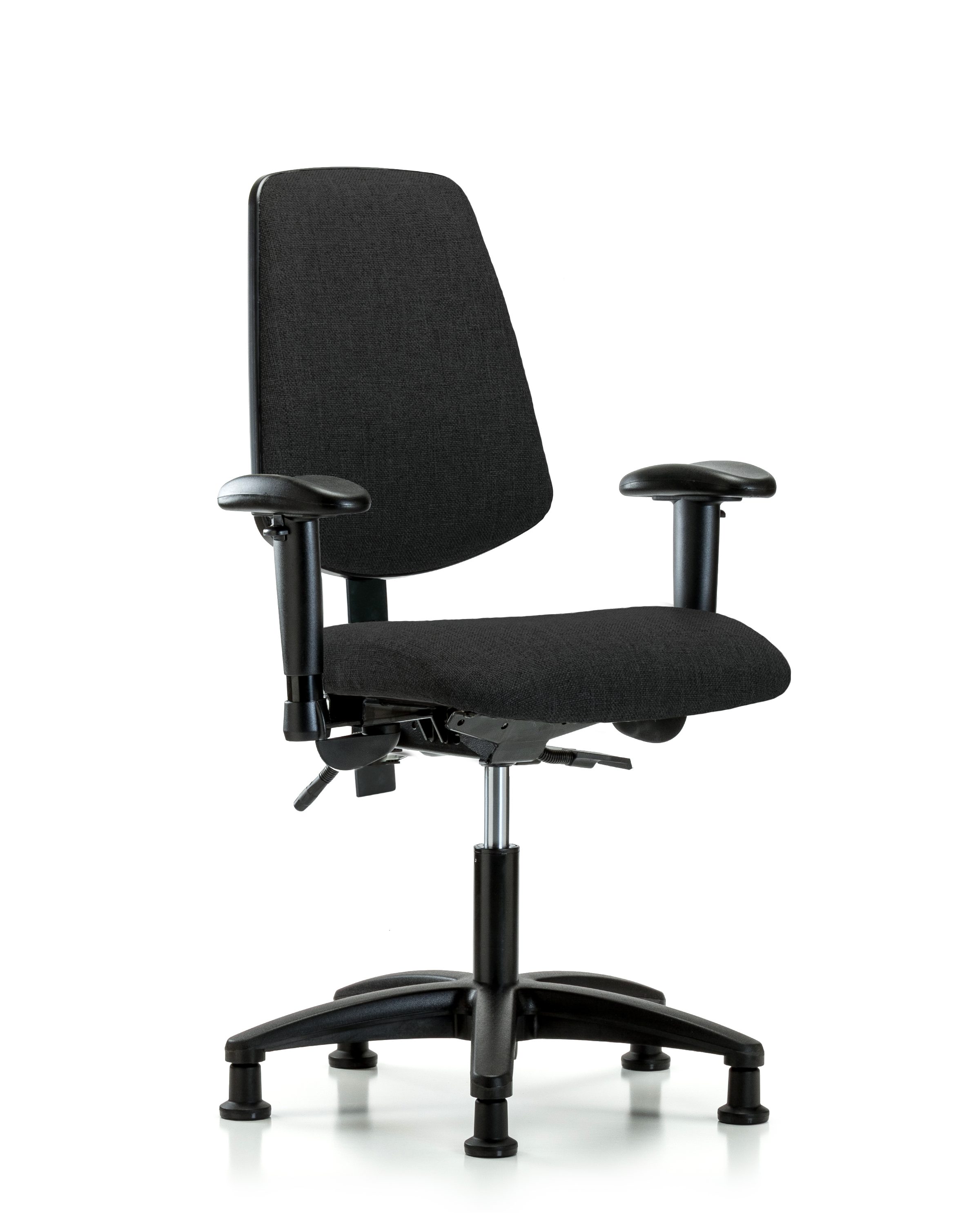 Rutledge Fabric Chair - Desk Height with Medium Back, Adjustable Arms, & Stationary Glides in Black Fabric