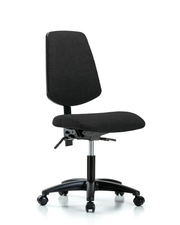 Rutledge Fabric Chair - Desk Height with Medium Back, Seat Tilt, & Casters in Black Fabric