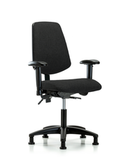 Rutledge Fabric Chair - Desk Height with Medium Back, Seat Tilt, Adjustable Arms, & Stationary Glides in Black Fabric