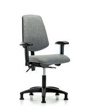 Rutledge Fabric Chair - Desk Height with Medium Back, Seat Tilt, Adjustable Arms, & Stationary Glides in Gray Fabric