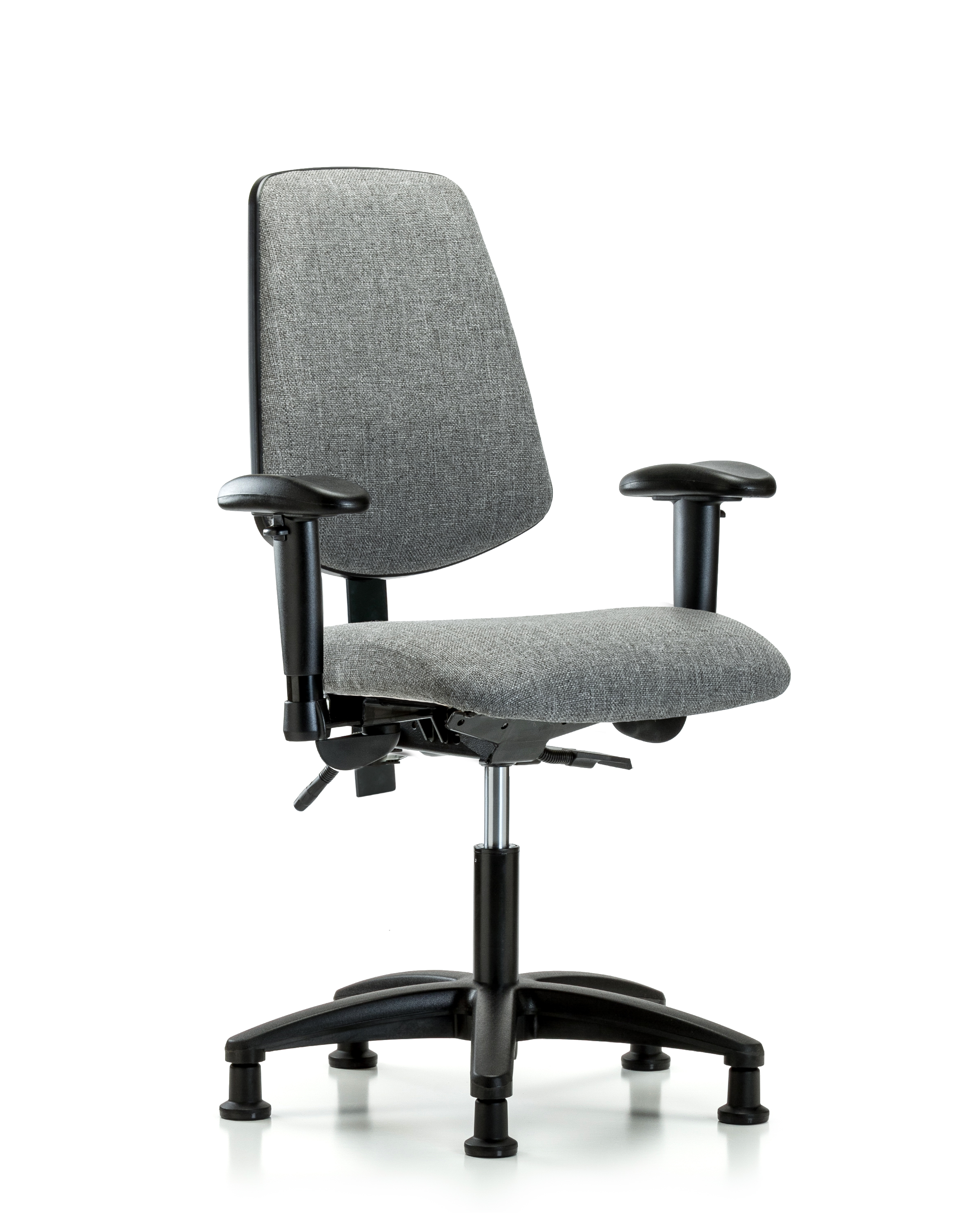 Rutledge Fabric Chair - Desk Height with Medium Back, Seat Tilt, Adjustable Arms, & Stationary Glides in Gray Fabric