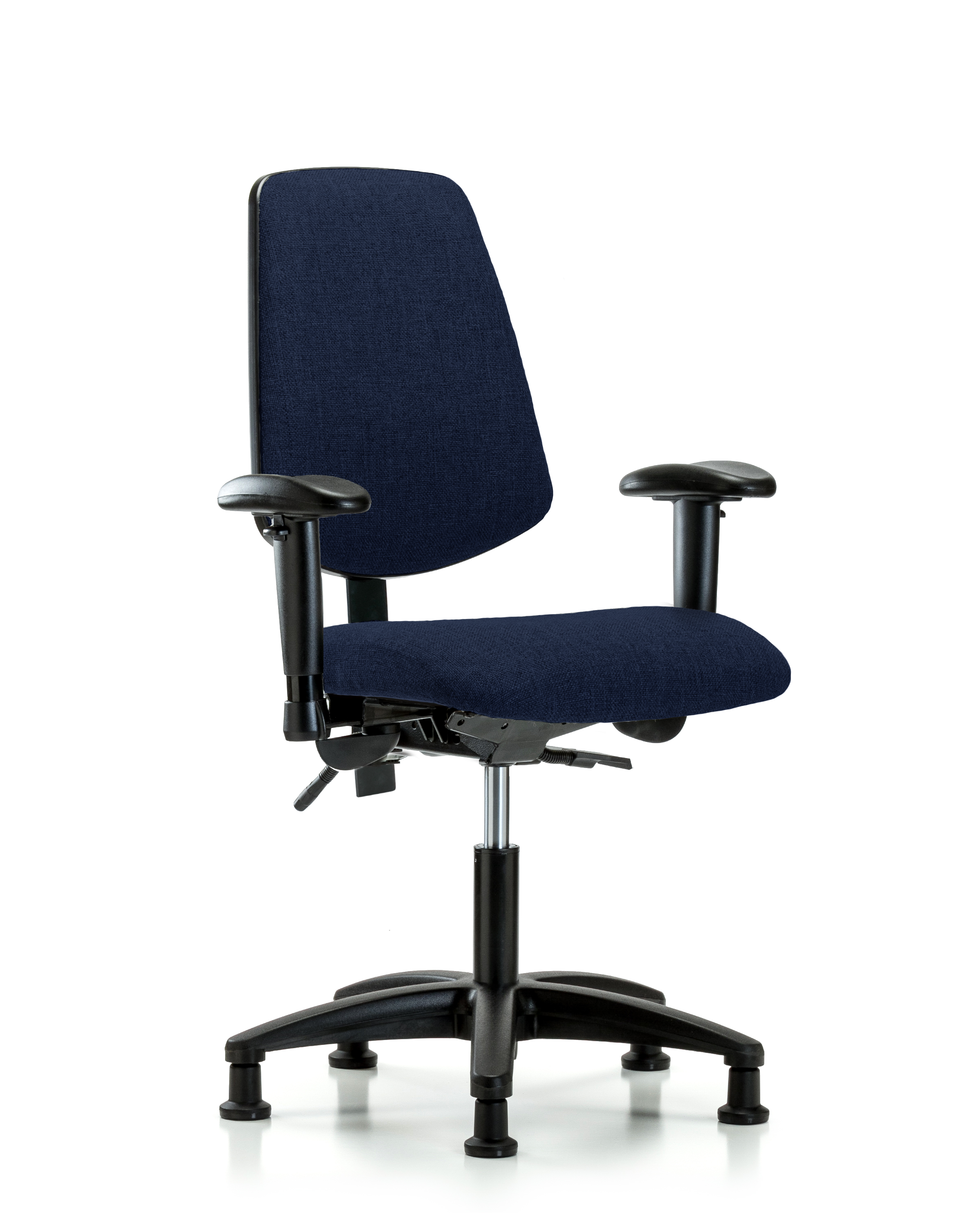 Rutledge Fabric Chair - Desk Height with Medium Back, Seat Tilt, Adjustable Arms, & Stationary Glides in Navy Fabric