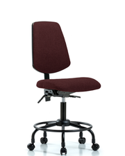 Rutledge Fabric Chair - Desk Height with Round Tube Base, Medium Back, & Casters in Burgundy Fabric