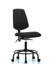 Rutledge Fabric Chair - Desk Height with Round Tube Base, Medium Back, & Casters in Black Fabric
