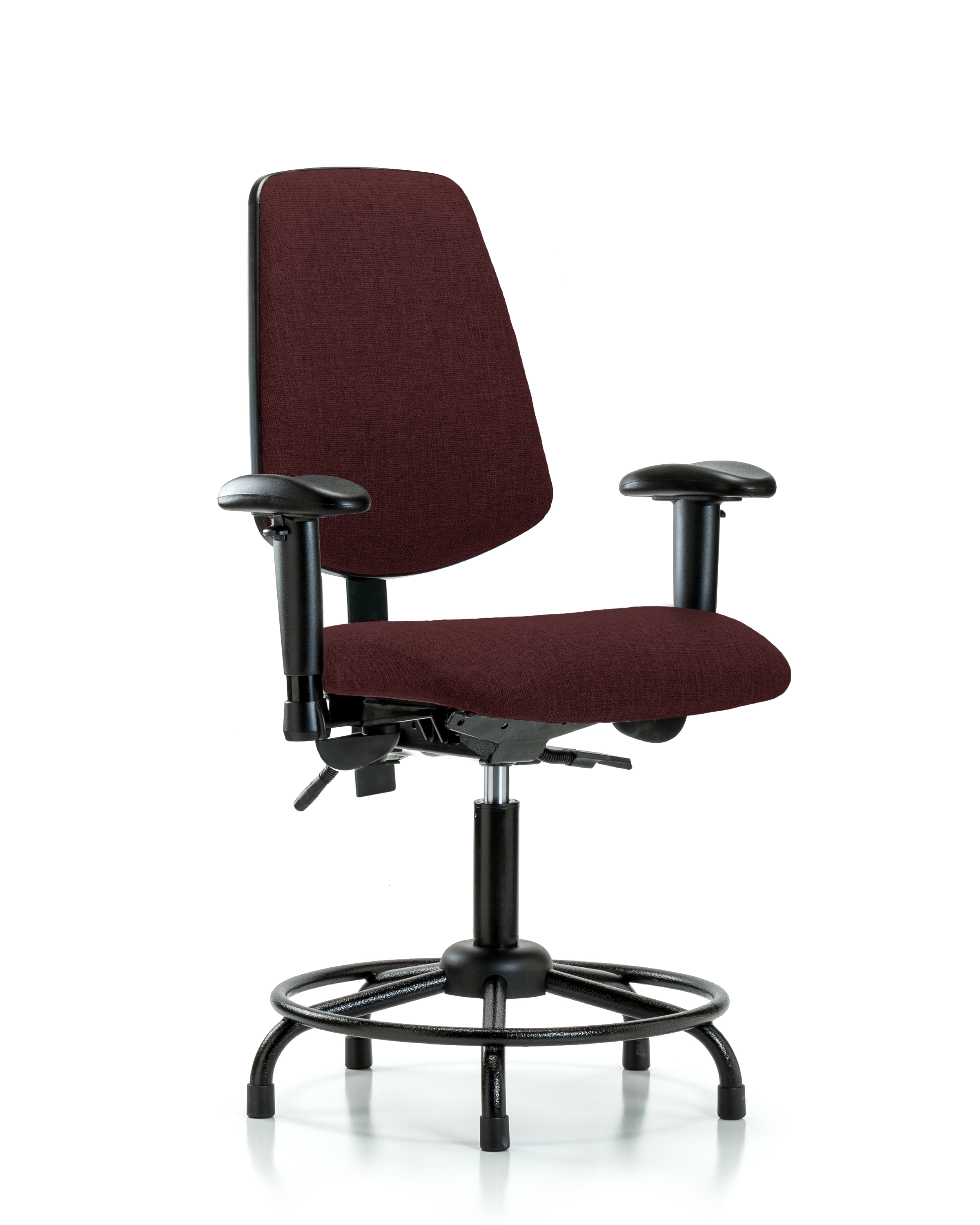 Rutledge Fabric Chair - Desk Height with Round Tube Base, Medium Back, Adjustable Arms, & Stationary Glides in Burgundy Fabric