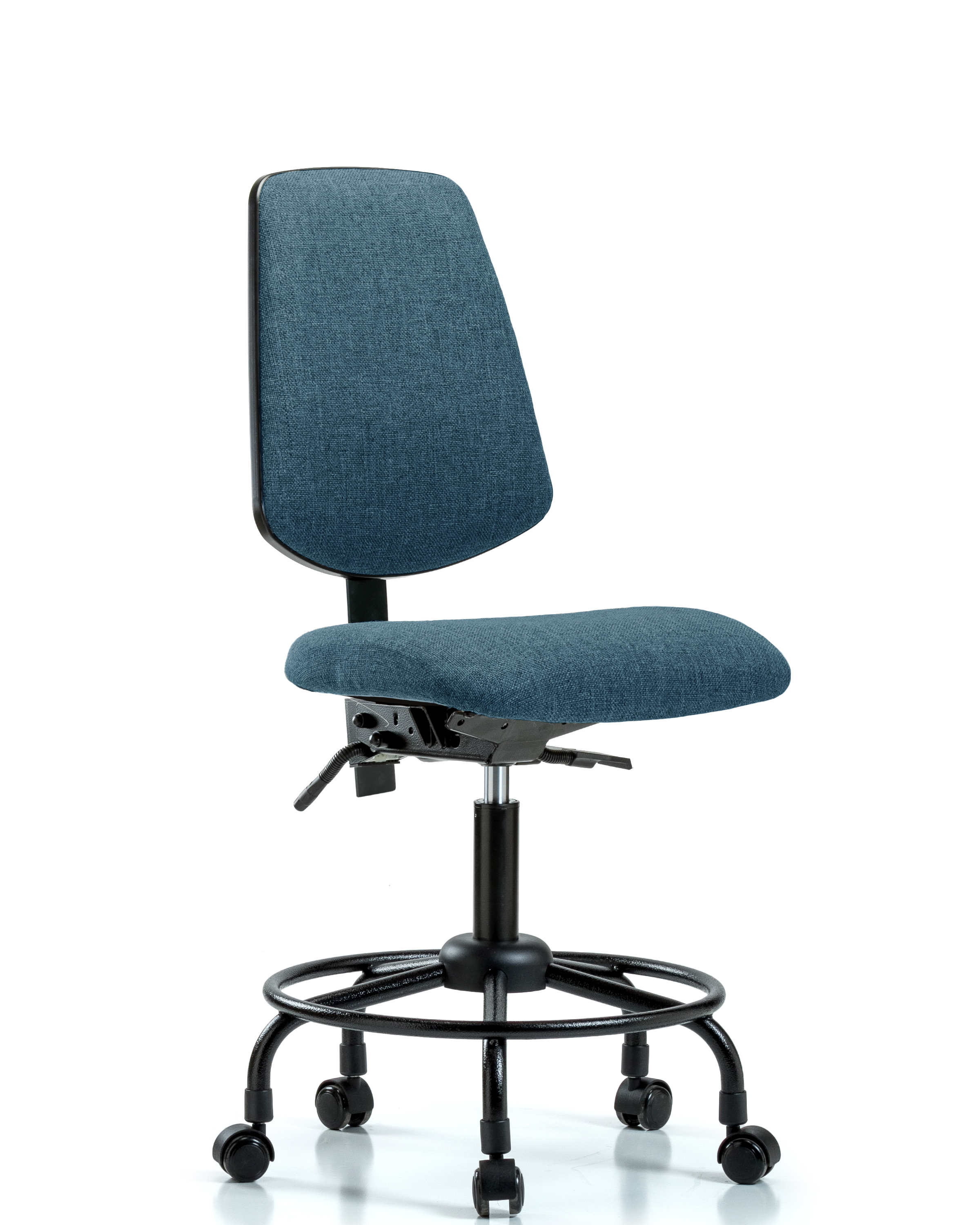 Rutledge Fabric Chair - Desk Height with Round Tube Base, Medium Back, Seat Tilt, & Casters in Blue Fabric