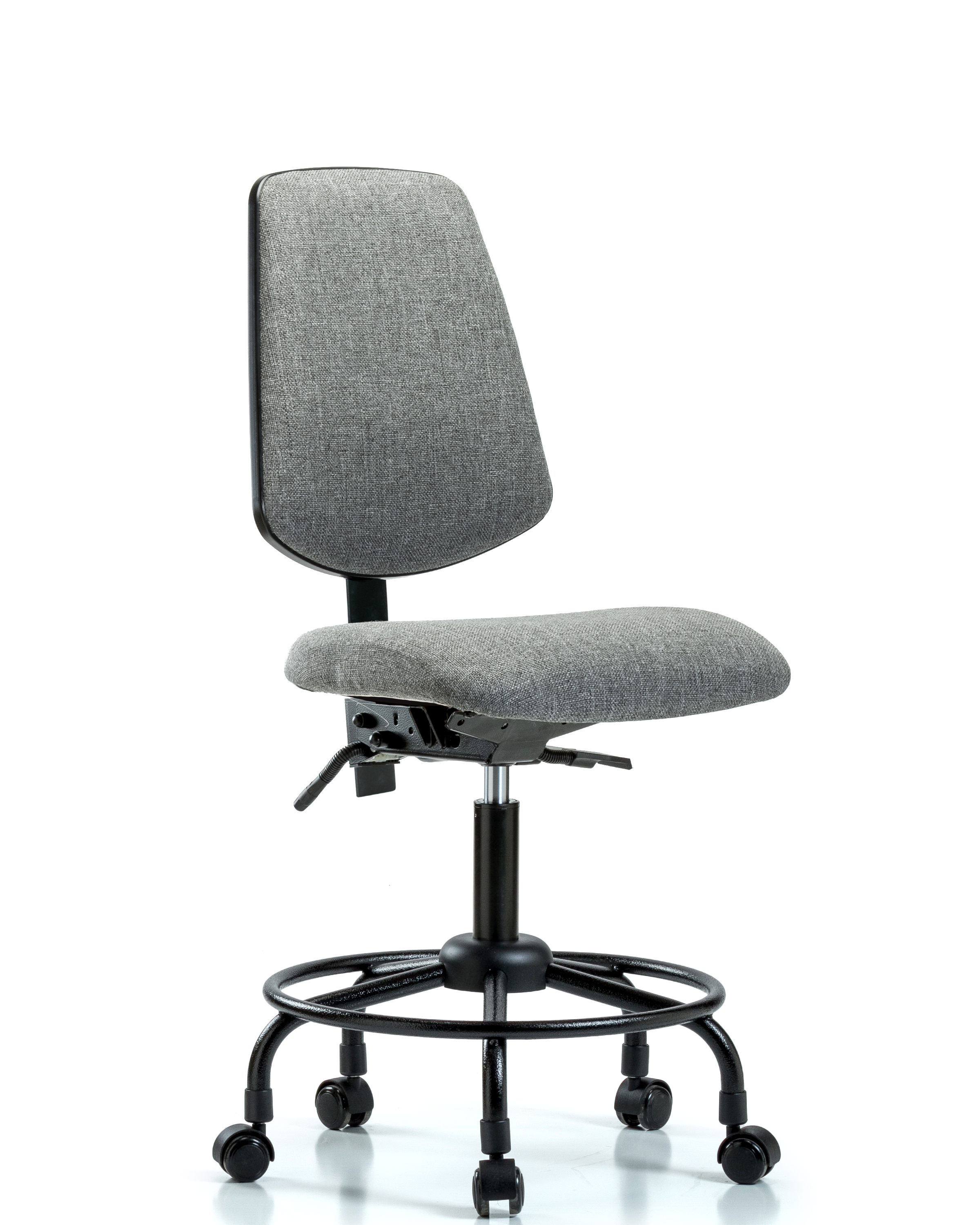 Rutledge Fabric Chair - Desk Height with Round Tube Base, Medium Back, Seat Tilt, & Casters in Gray Fabric