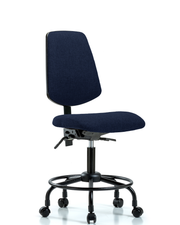 Rutledge Fabric Chair - Desk Height with Round Tube Base, Medium Back, Seat Tilt, & Casters in Navy Fabric