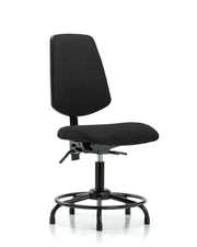 Rutledge Fabric Chair - Desk Height with Round Tube Base, Medium Back, Seat Tilt, & Stationary Glides in Black Fabric