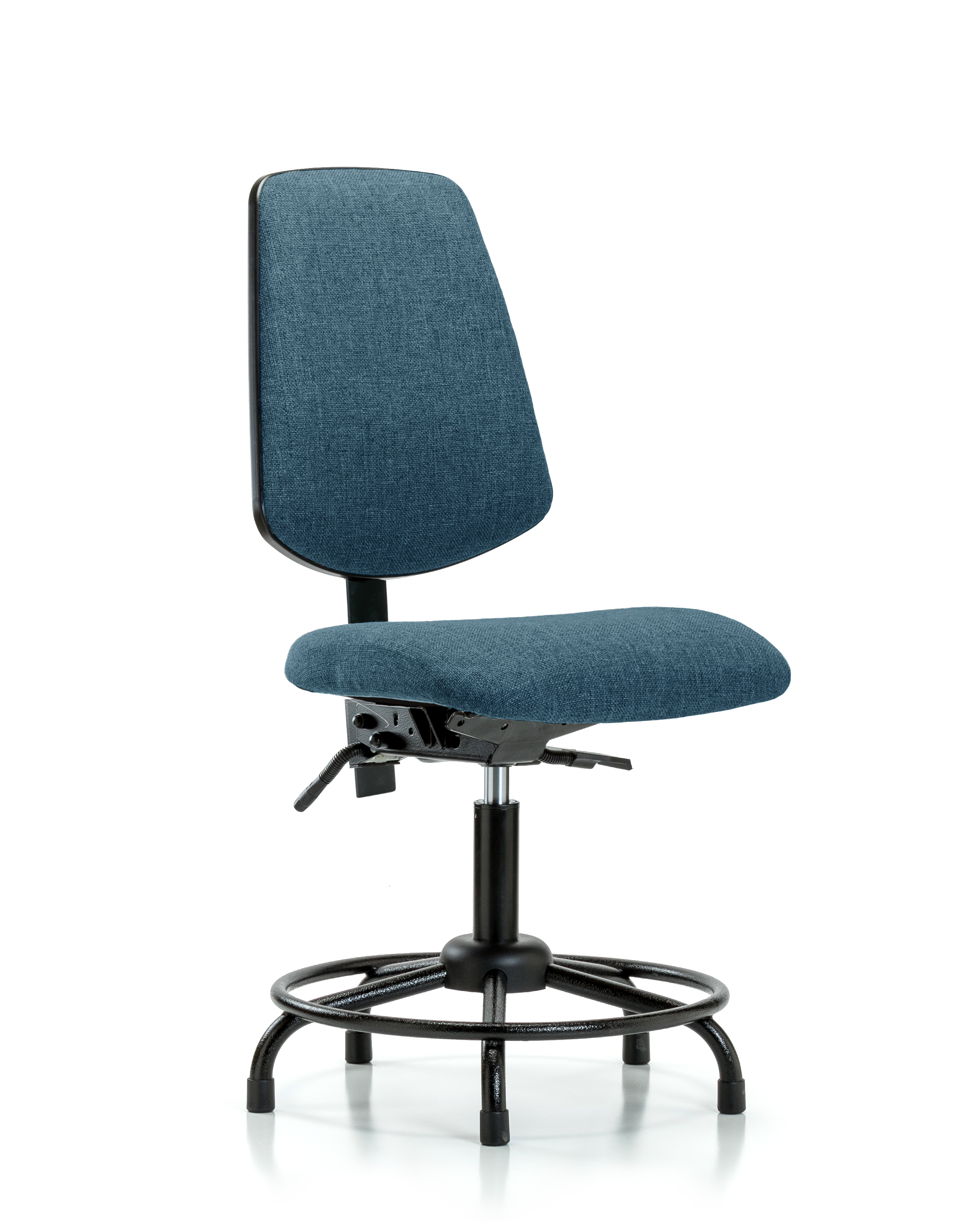 Rutledge Fabric Chair - Desk Height with Round Tube Base, Medium Back, Seat Tilt, & Stationary Glides in Blue Fabric