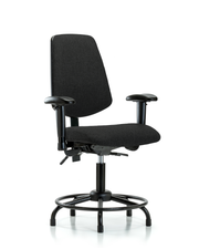 Rutledge Fabric Chair - Desk Height with Round Tube Base, Medium Back, Seat Tilt, Adjustable Arms, & Stationary Glides in Black Fabric