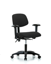 Rutledge Fabric Chair - Desk Height with Adjustable Arms & Casters in Black Fabric