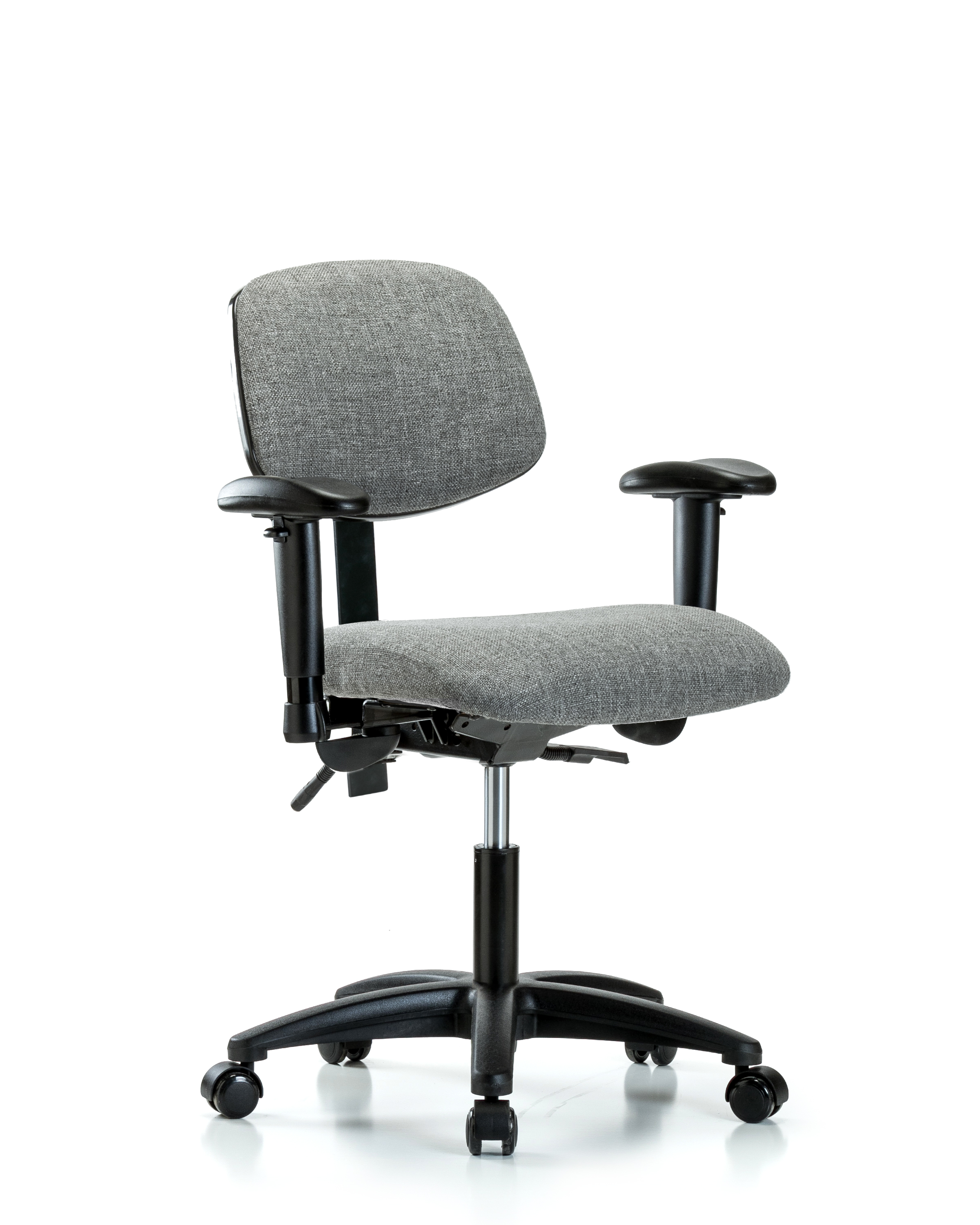 Rutledge Fabric Chair - Desk Height with Adjustable Arms & Casters in Gray Fabric
