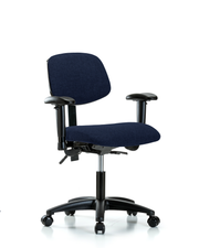Rutledge Fabric Chair - Desk Height with Adjustable Arms & Casters in Navy Fabric