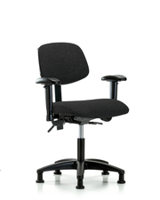 Rutledge Fabric Chair - Desk Height with Adjustable Arms & Stationary Glides in Black Fabric
