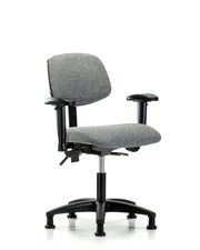 Rutledge Fabric Chair - Desk Height with Adjustable Arms & Stationary Glides in Gray Fabric