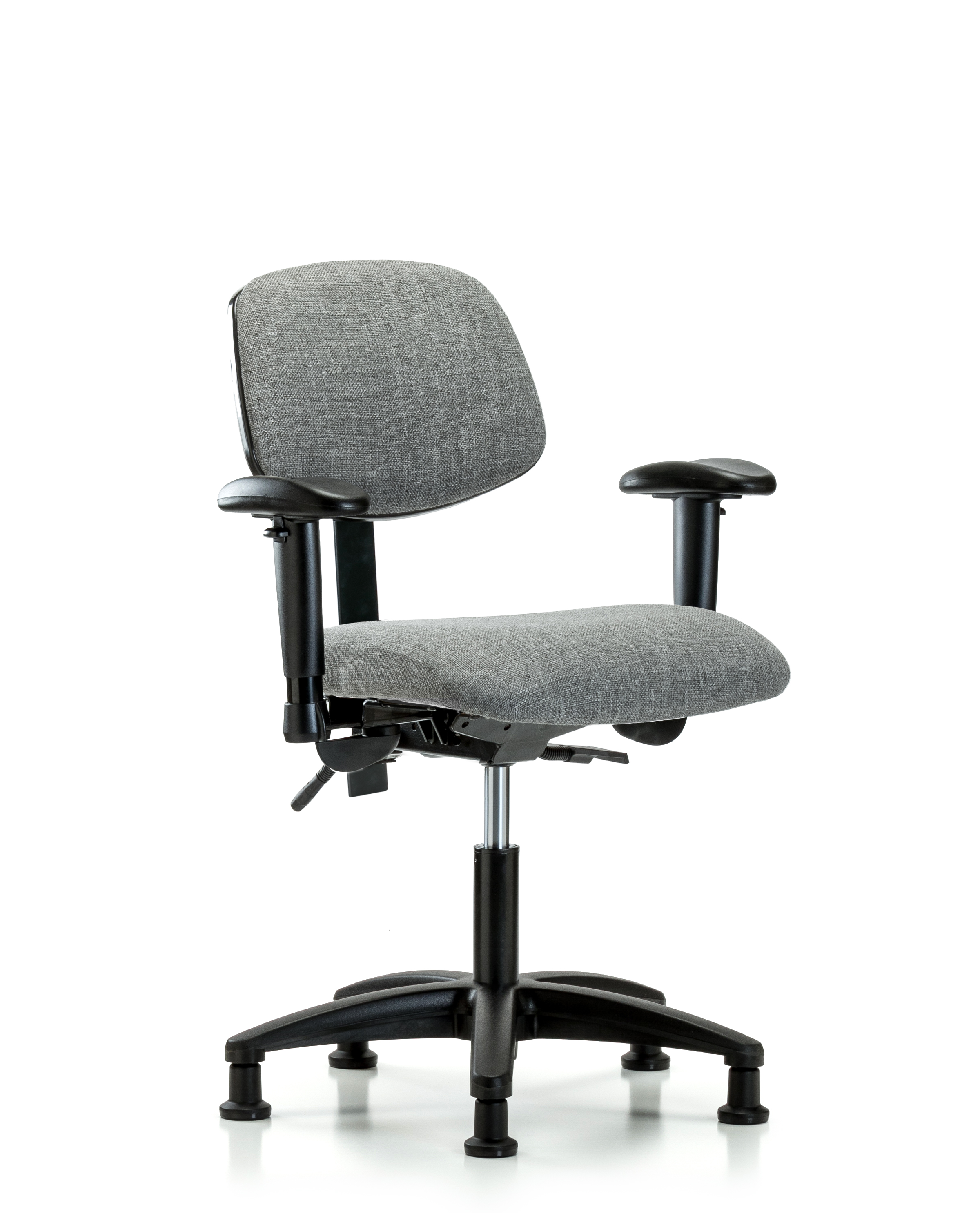 Rutledge Fabric Chair - Desk Height with Seat Tilt, Adjustable Arms, & Stationary Glides in Gray Fabric