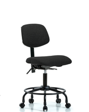 Rutledge Fabric Chair - Desk Height with Round Tube Base & Casters in Black Fabric