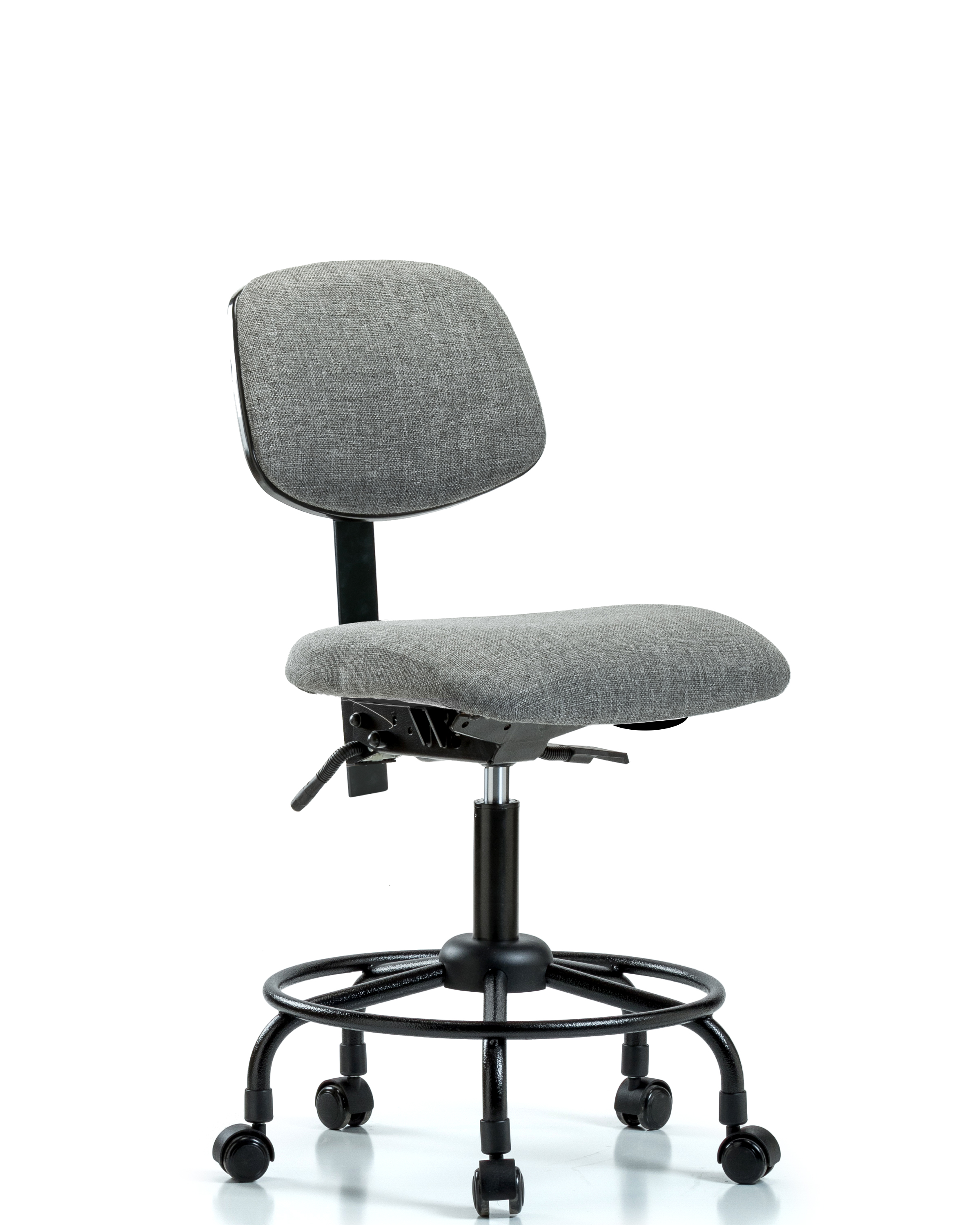 Rutledge Fabric Chair - Desk Height with Round Tube Base & Casters in Gray Fabric