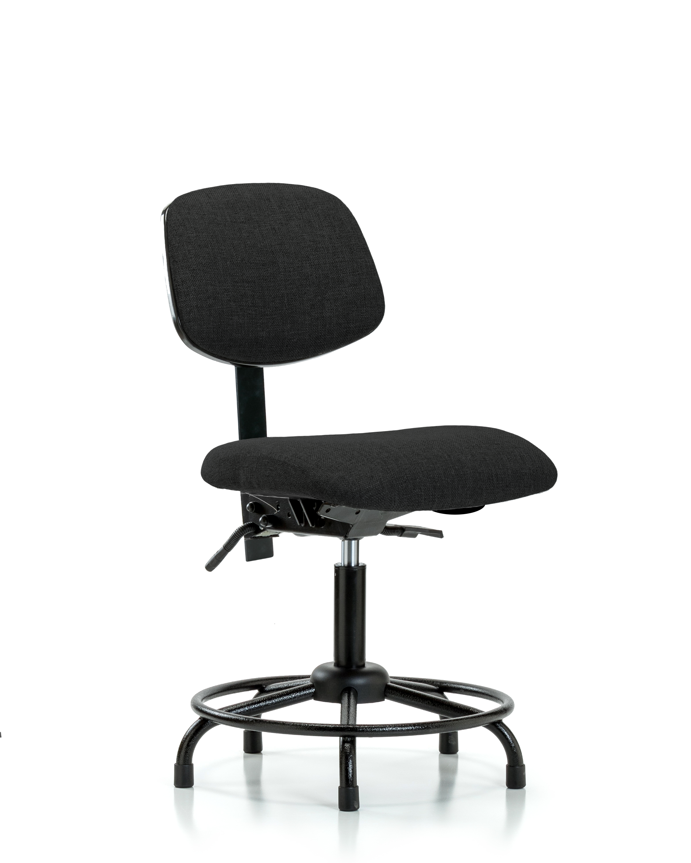 Rutledge Fabric Chair - Desk Height with Round Tube Base & Stationary Glides in Black Fabric